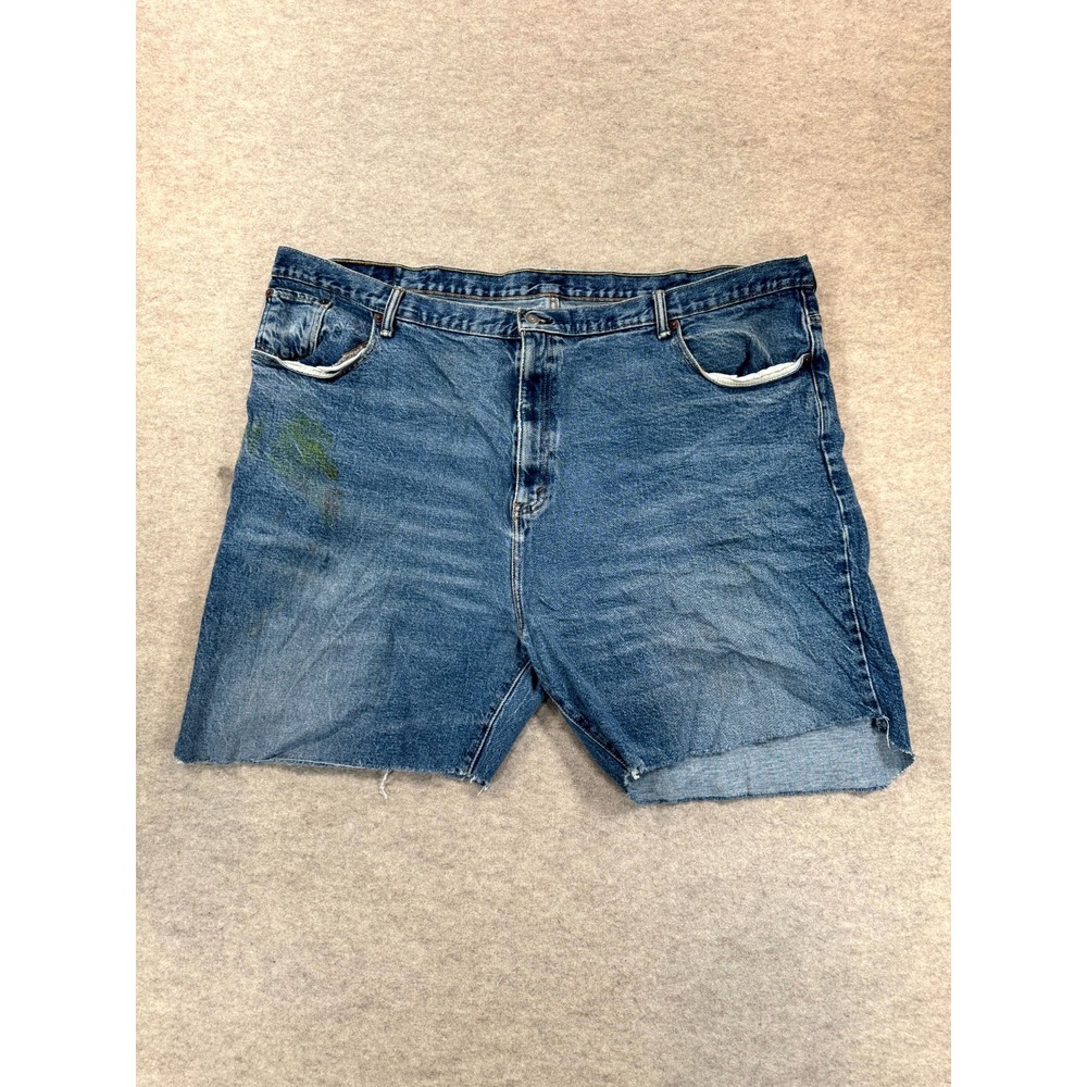 Levis Cut Off Shorts Womens Blue Denim Medium Wash Whiskers 47 Waist